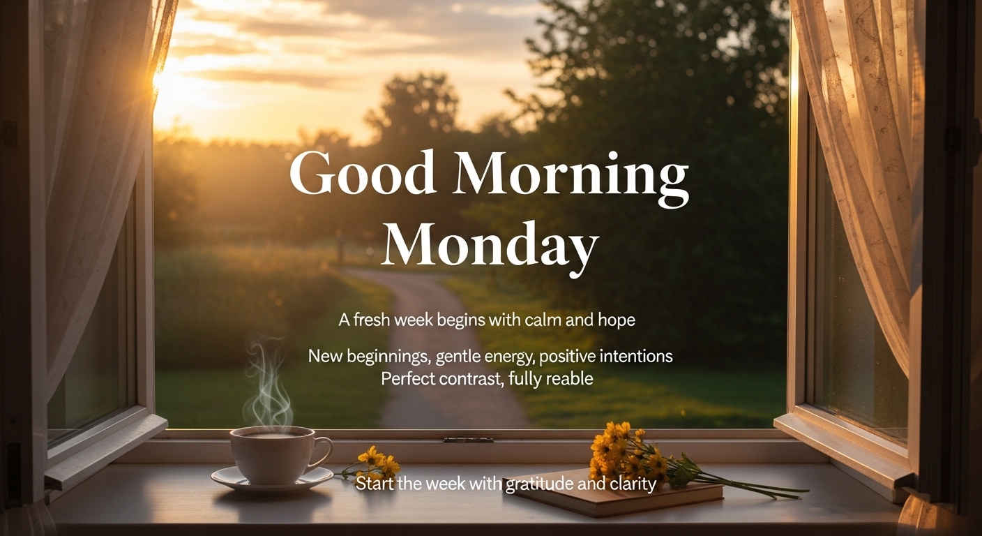Good morning Monday images with calming quotes and peaceful wishes to inspire a positive and balanced start to the week